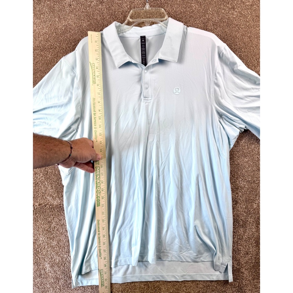 Lululemon Evolution Polo Shirt XXL Light Blue Short Sleeve Snap Neck LM3ELHS - Picture 6 of 9
